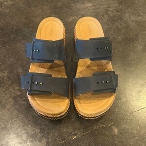CROCS Black and Tan Platform Sandals